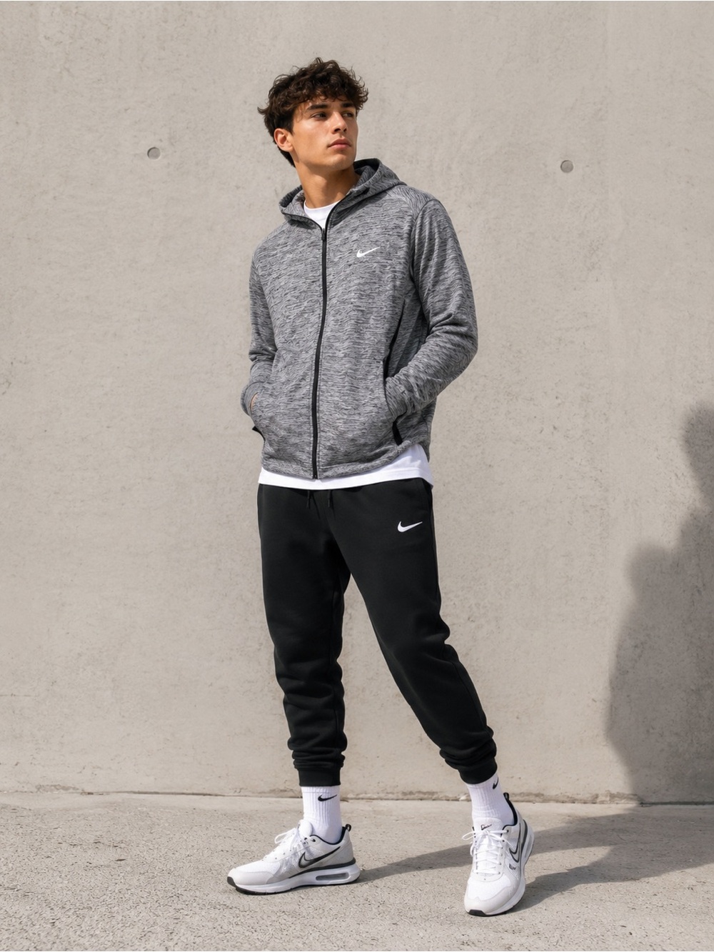 Nike Gray Marled Full-Zip Hooded Jacket